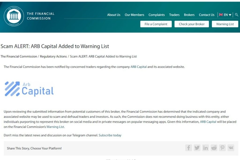 ARB Capital Added to Warning List