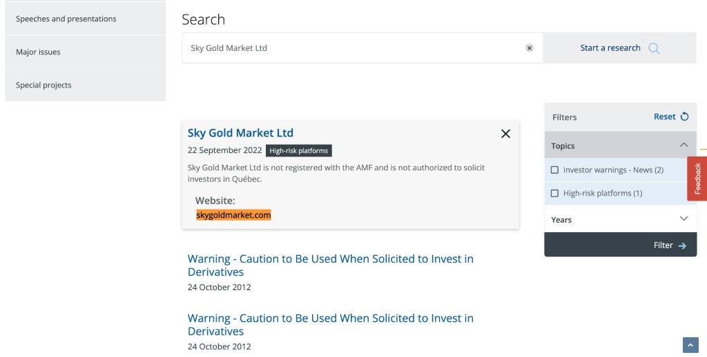 Sky Gold Market Red Flags and Warnings from Financial Regulators